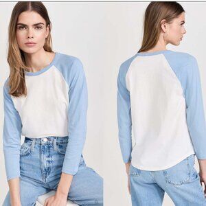 FRAME Denim Raglan Baseball Tee in Sky Blue